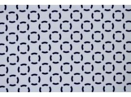 Tkanina Drukowana Sukienkowa Garniturowa Geometryczny Wzór Granatowy Błękitny Ecru